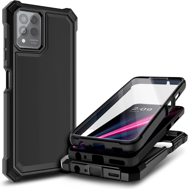 NZND Case for T-Mobile REVVL 6 Pro 5G / REVVL 6X Pro 5G with [Built-in Screen Protector], Full-Body Shockproof Protective Rugged Bumper Cover, Impact Resist Phone Case (Black) - Image 1